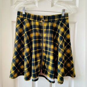 Chic Yellow and Black Plaid Skater Skirt